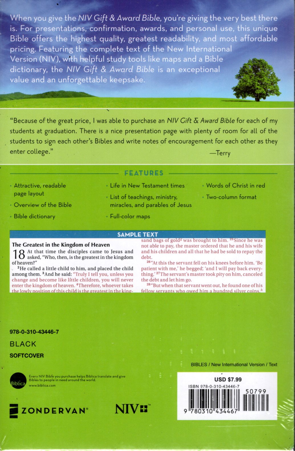 Zondervan NIV® Gift & Award Bible - Softcover (Black)