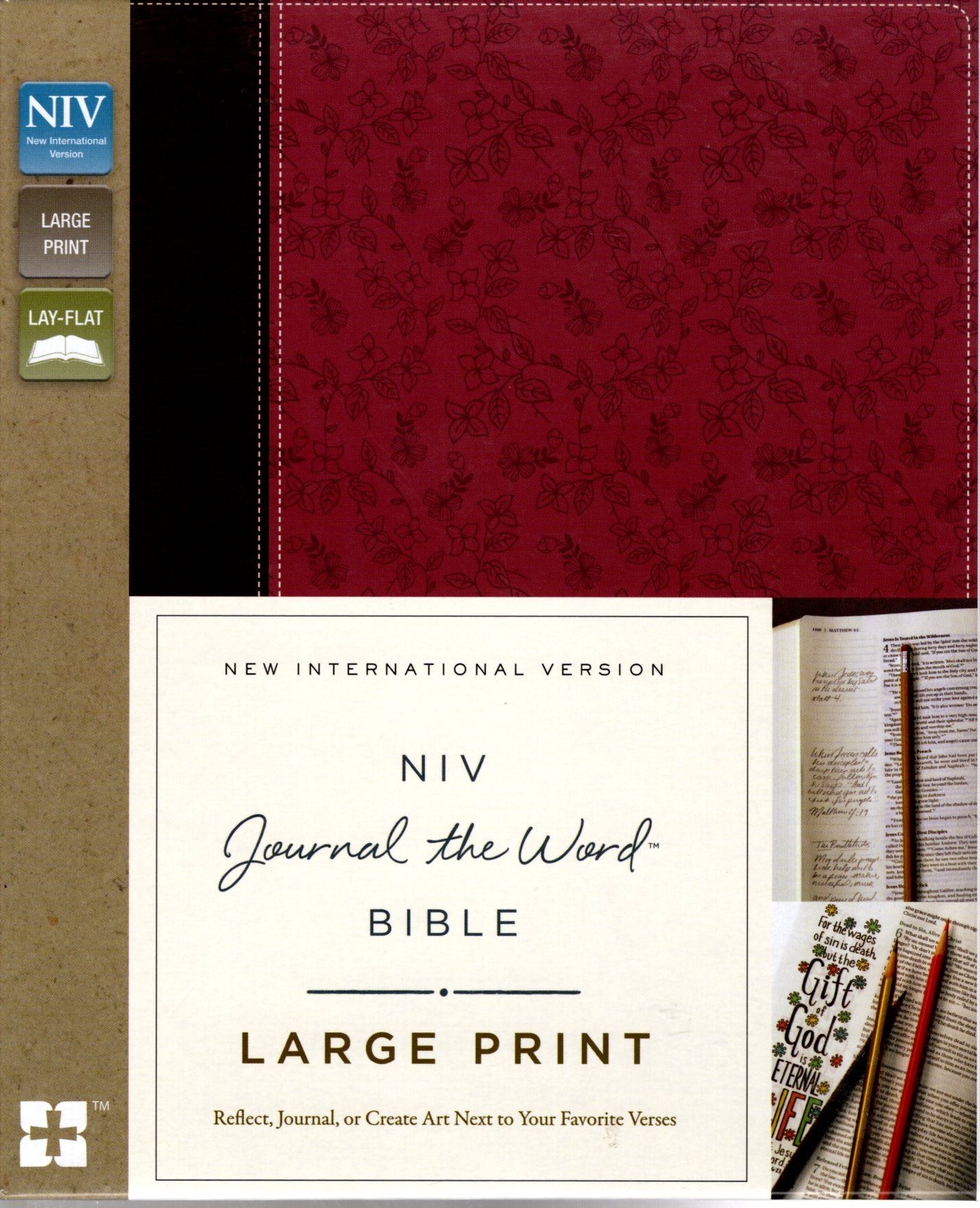 Zondervan NIV® Journal the Word™ Bible Large Print - LeatherSoft™ (Orchid/Chocolate)