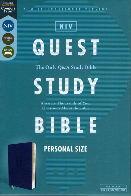 Zondervan NIV® Quest Study Bible, Personal Size - Leathersoft™ (Blue)