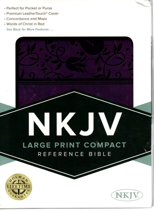 Thomas Nelson NKJV® Large Print Compact Reference Bible - LeatherTouch® (Purple)