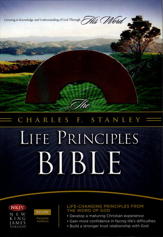 Thomas Nelson NKJV® The Charles F. Stanley Life Principles Bible - Bonded Leather (Brown/Charcoal)