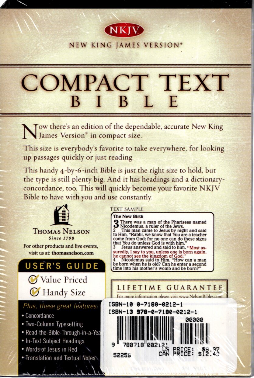 Thomas Nelson NKJV® Compact Text Bible - Bonded Leather (Black)