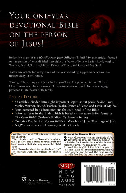 Thomas Nelson NKJV® - It's All About Jesus Bible: Your One-Year Journey with Jesus - Softcover