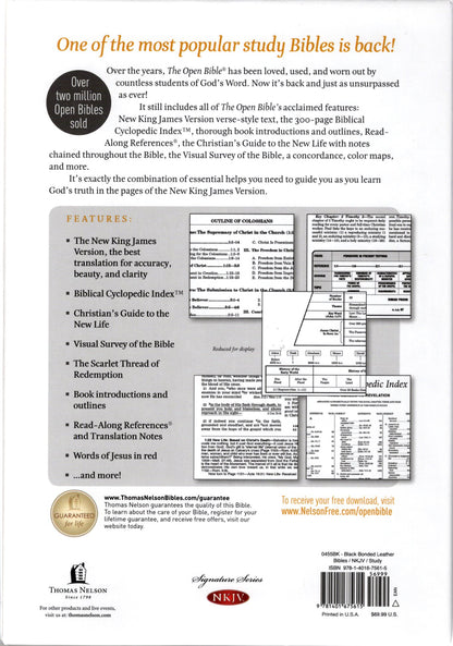 Thomas Nelson NKJV® The Open Bible® - Bonded Leather (Black) w/FREE Bible Study Tools Download