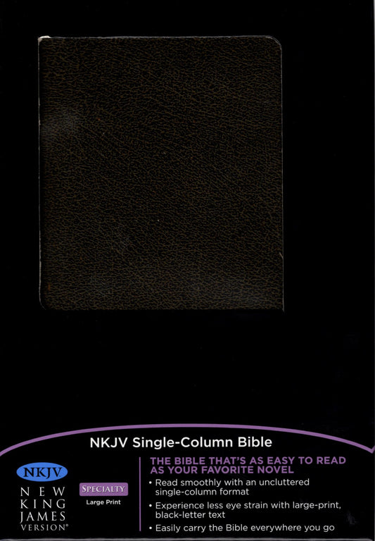 Thomas Nelson NKJV® Single-Column Bible - Distressed Bonded Leather (Black-Brown)