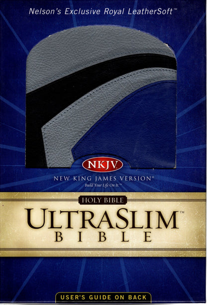 Thomas Nelson NKJV® Ultraslim™ Bible - Leathersoft™ (Silver/Blue/Black)