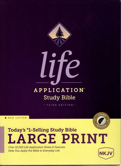 Tyndale NKJV Life Application® Study Bible, Third Edition, Large Print, Thumb Indexed - Hardback w/Dust Jacket & Protective Sleeve