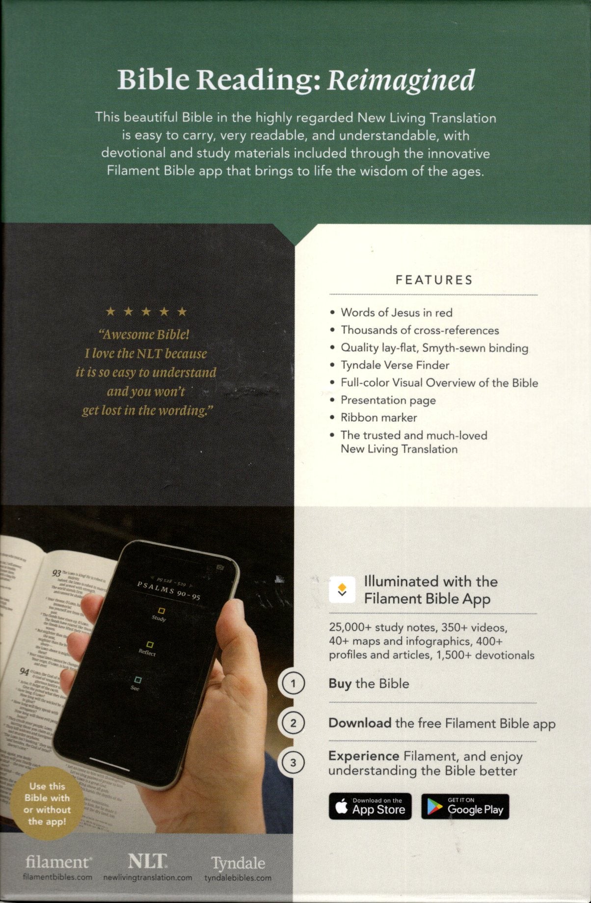 Tyndale Publishers NLT® - Thinline Reference Bible, Filament® App Edition - Leatherlike® (Messenger Brown)
