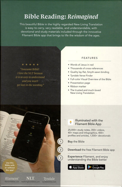 Tyndale Publishers NLT® - Thinline Reference Bible, Filament® App Edition - Leatherlike® (Messenger Brown)