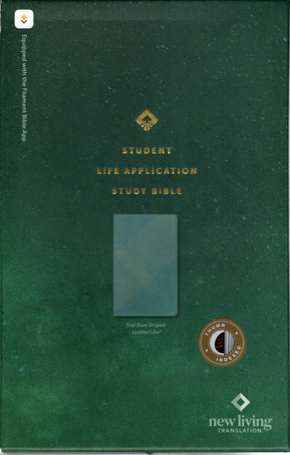 Tyndale NLT® Student Life Application® Study Bible - Thumb Indexed - LeatherLike® (Teal Blue Striped)