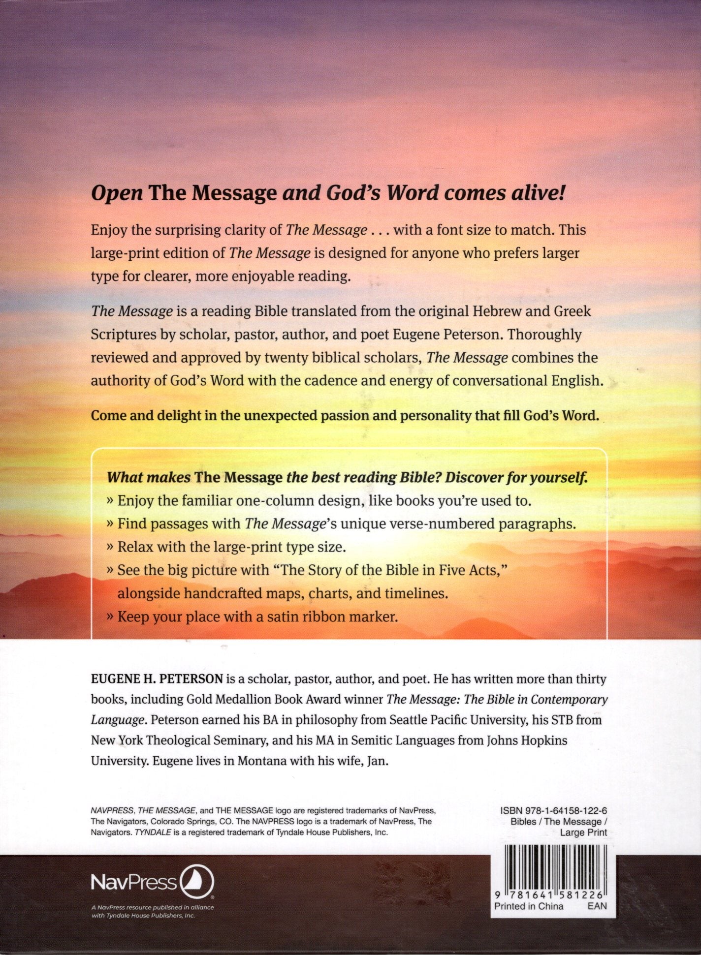 NavPress The Message: The Bible in Contemporary Language, Large Print - Hardcover w/Protective Sleeve (Charcoal Linen Cross Deluxe Hardcover)