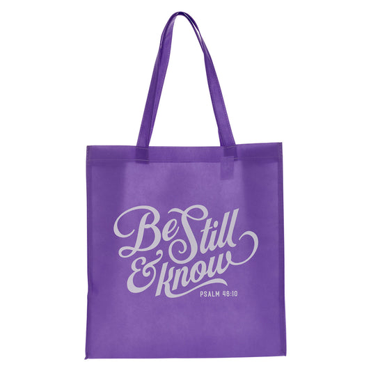 Christian Art Gifts® Be Still Lavender Shopping Tote Bag - Psalm 46:10 (TOT149)