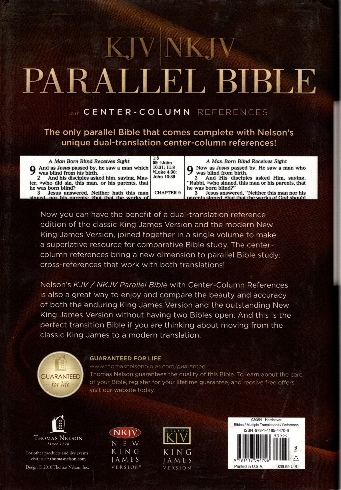 Thomas Nelson - KJV NKJV® Parallel Bible with Center-Column References - Hardcover w/Dust Jacket (1991)