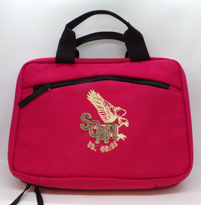 Veritas Gift Comp Bible Cover/Case, Red w/Black Piping & Handles, Eagle w/Soar & Scripture Is. 40:31 (Large)